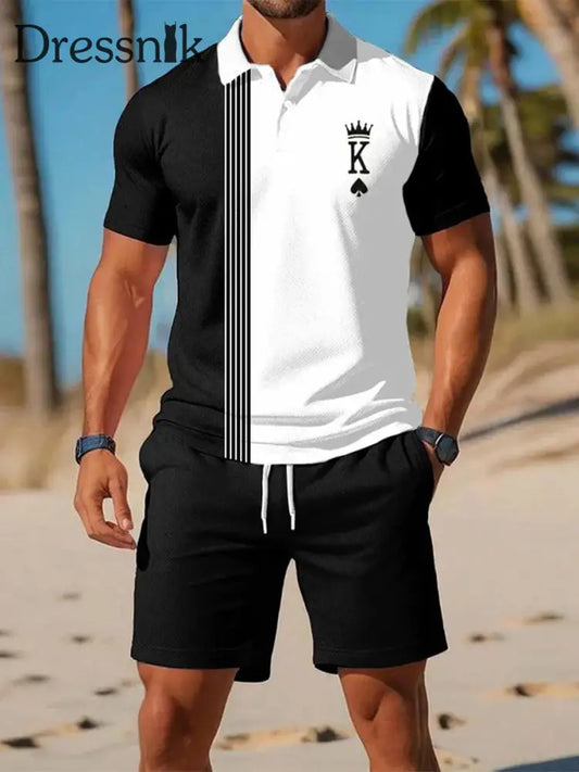 Kurzärmliger Polo-Anzug für Herren Schwarz / S