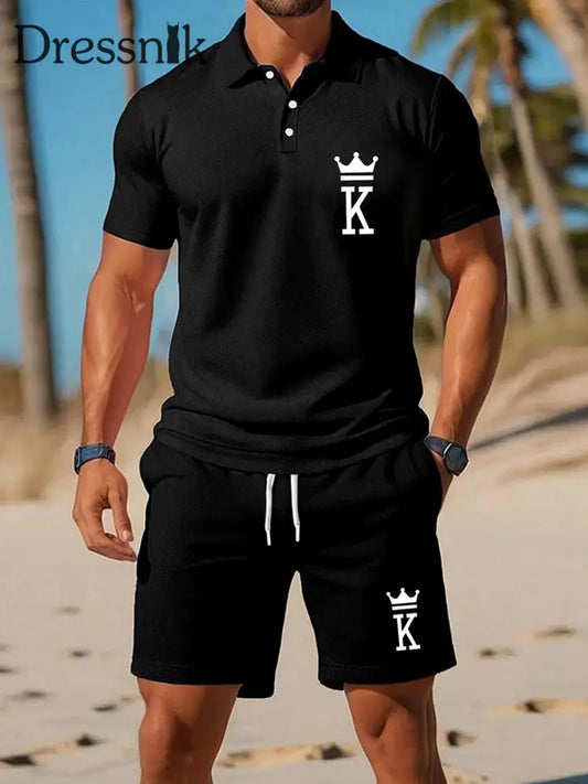 Kurzärmliger Polo-Anzug für Herren Schwarz / S