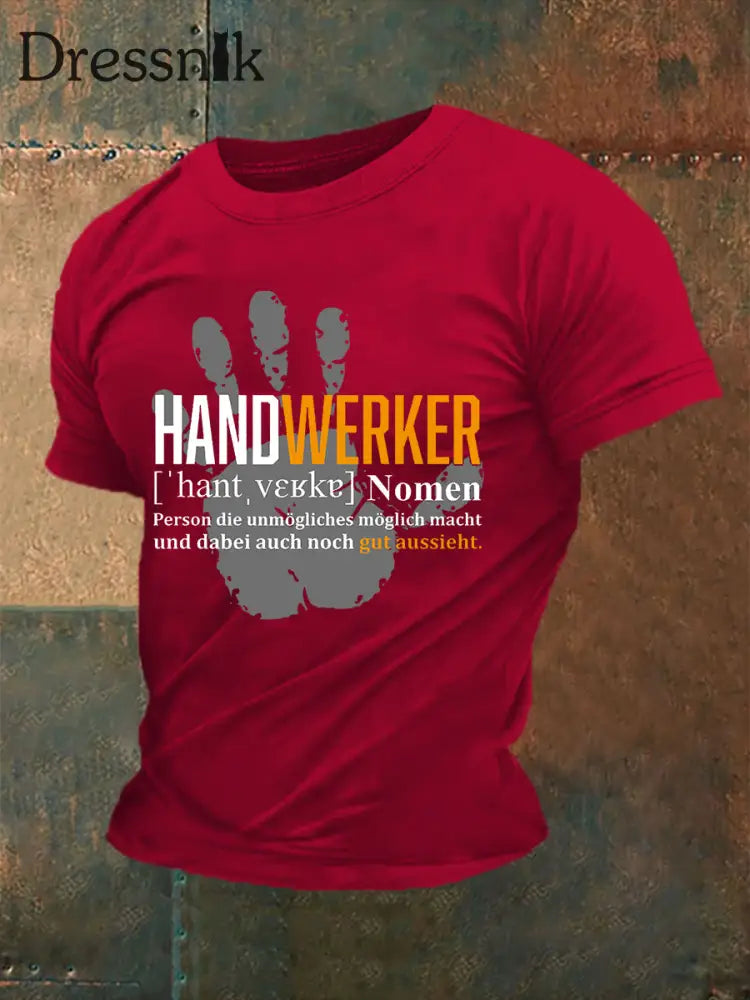 Kurzärmliges Herren-T-Shirt Tiefrot / S