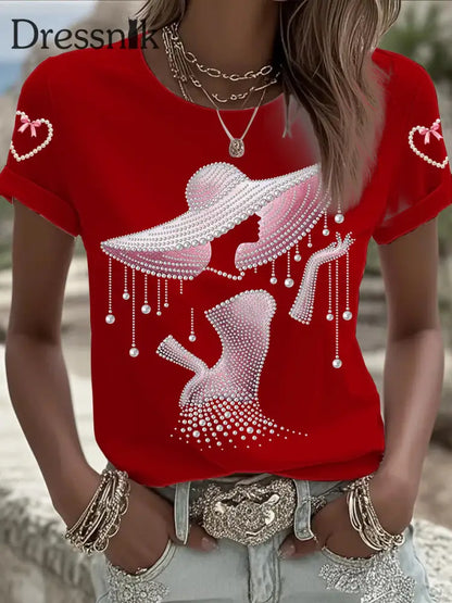 Kurzärmliges T Shirt für Frauen mit Brustkrebs bewusstsein Rot / S
