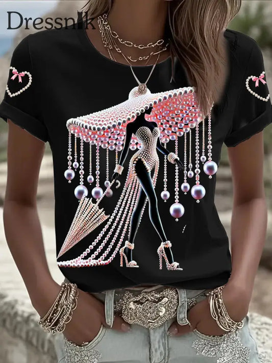 Kurzärmliges T Shirt für Frauen mit Brustkrebs bewusstsein Schwarz / S
