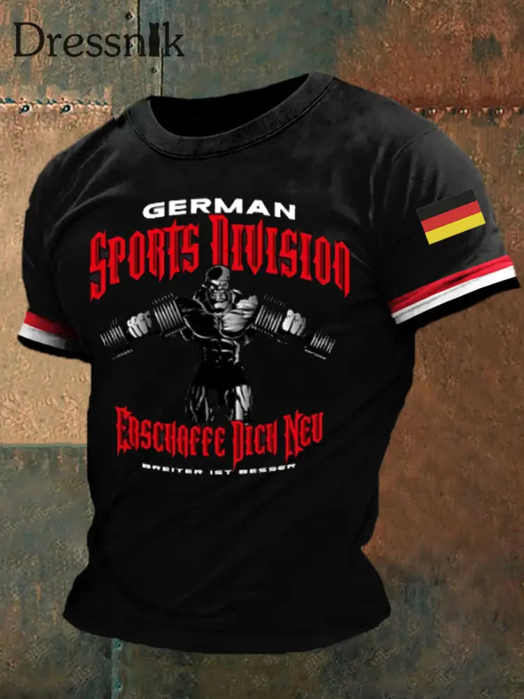 Kurzärmliges T-Shirt für Männer mit deutschem Kunstdruck A / S