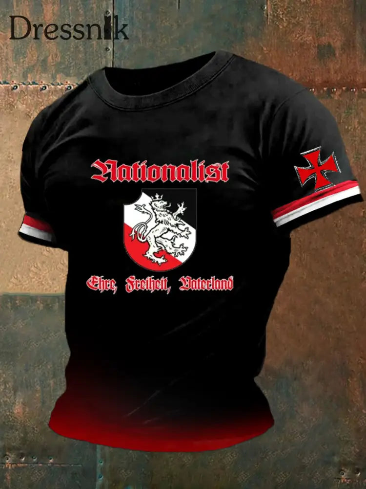 Kurzärmliges T-Shirt für Männer mit deutschem Kunstdruck A / S