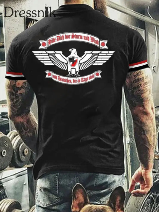 Kurzärmliges T-Shirt für Männer mit deutschem Kunstdruck A / S