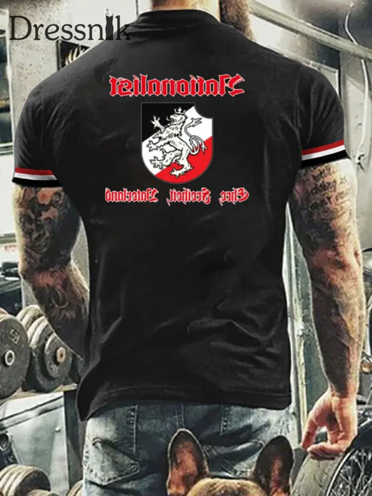 Kurzärmliges T-Shirt für Männer mit deutschem Kunstdruck A / S