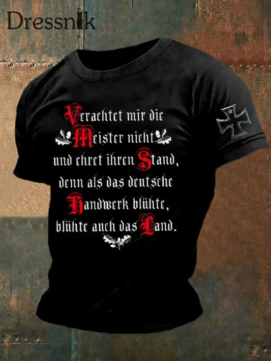 Kurzärmliges T-Shirt für Männer mit deutschem Kunstdruck A / S