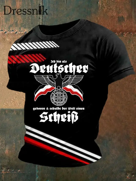 Kurzärmliges T-Shirt für Männer mit deutschem Kunstdruck A / S