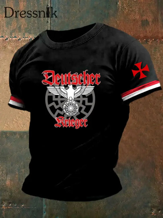 Kurzärmliges T-Shirt für Männer mit deutschem Kunstdruck A / S