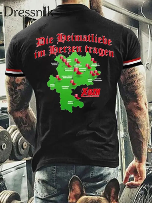 Kurzärmliges T-Shirt für Männer mit deutschem Kunstdruck A / S