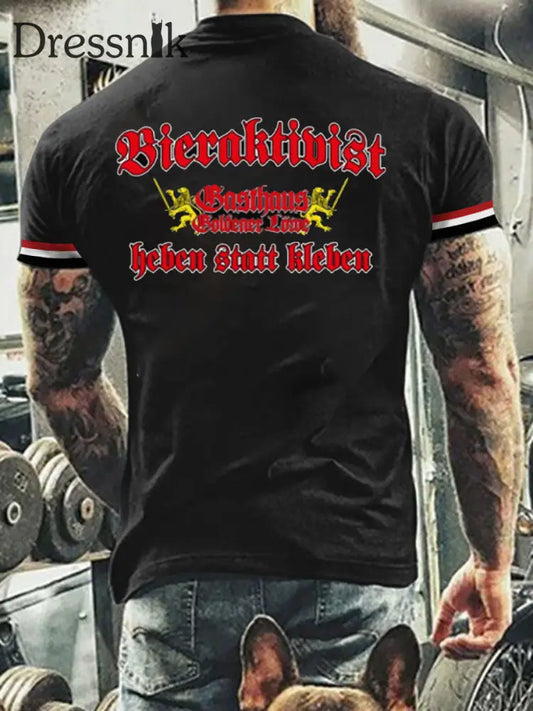 Kurzärmliges T-Shirt für Männer mit deutschem Kunstdruck A / S