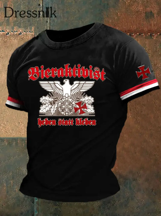 Kurzärmliges T-Shirt für Männer mit deutschem Kunstdruck A / S