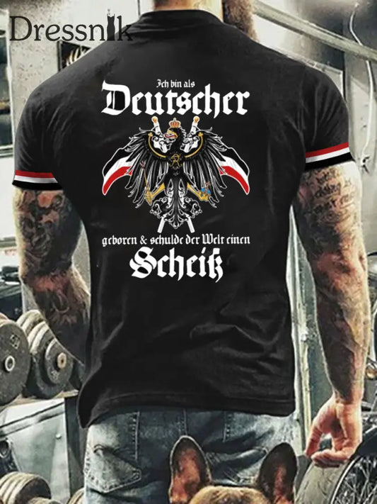 Kurzärmliges T-Shirt für Männer mit deutschem Kunstdruck A / S