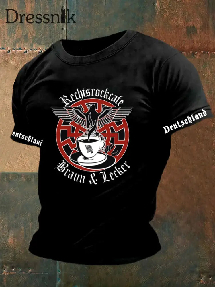 Kurzärmliges T-Shirt für Männer mit deutschem Kunstdruck A / S