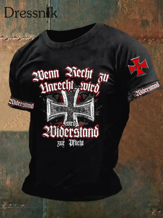 Kurzärmliges T-Shirt für Männer mit deutschem Kunstdruck A / S