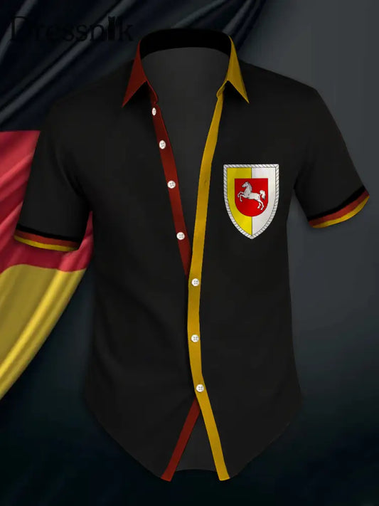 Kurzarm hemd Deutschland Print für Männer Schwarz / S