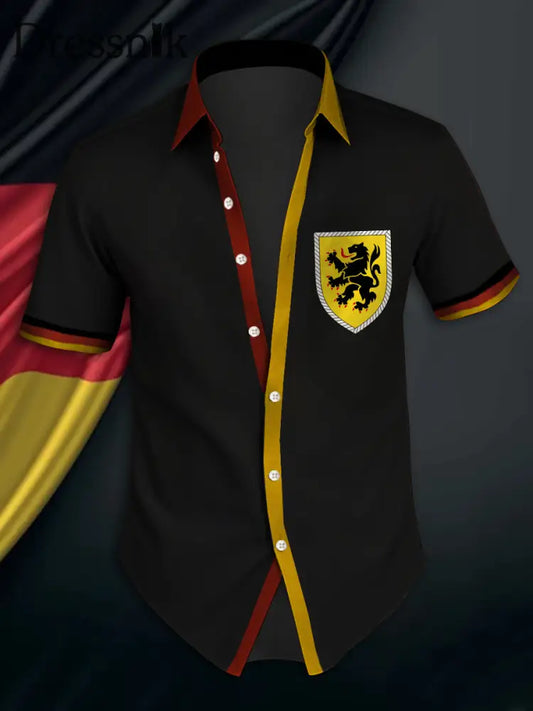 Kurzarm hemd Deutschland Print für Männer Schwarz / S