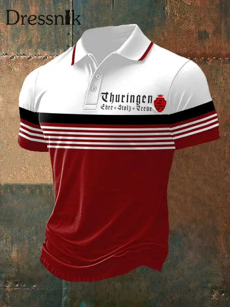 Kurzarm-Polo-Shirt für Herren Thü ringen ehre stolz treu Weiß / S