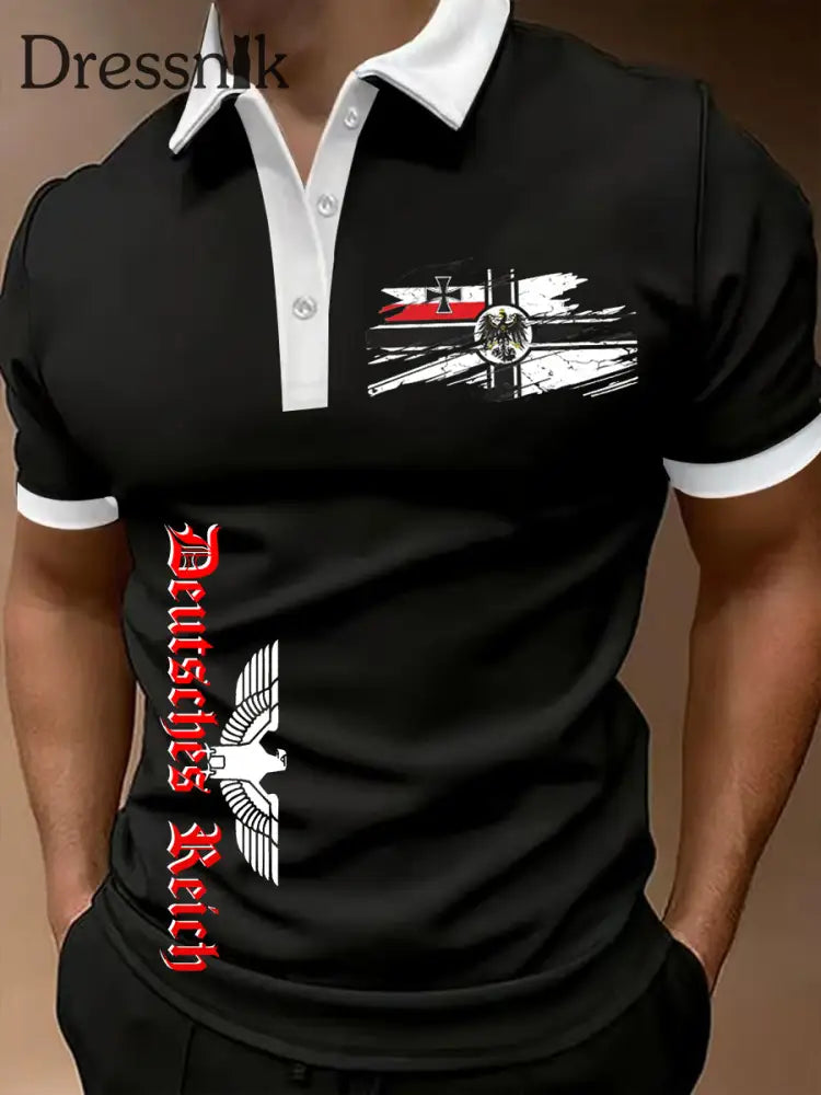 Kurzarm-Polos hirt für Herren Deutsches Reich Schwarz / S