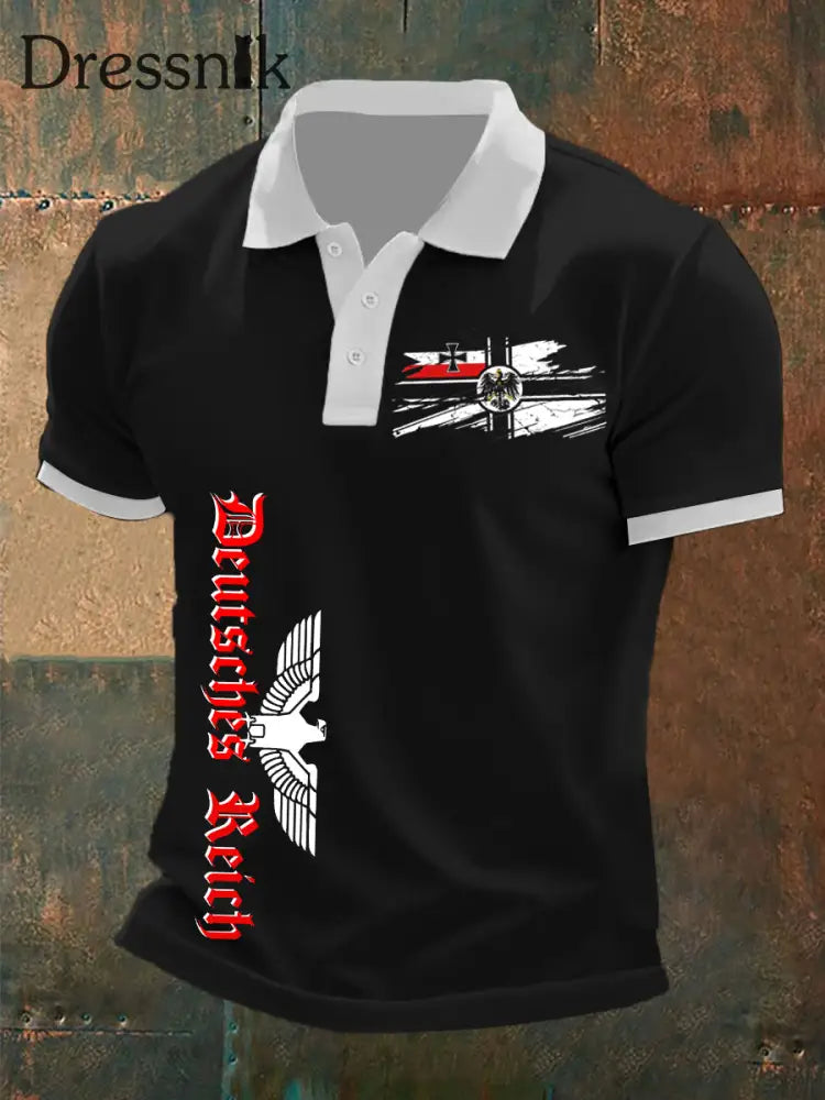 Kurzarm-Polos hirt für Herren Deutsches Reich Schwarz / S