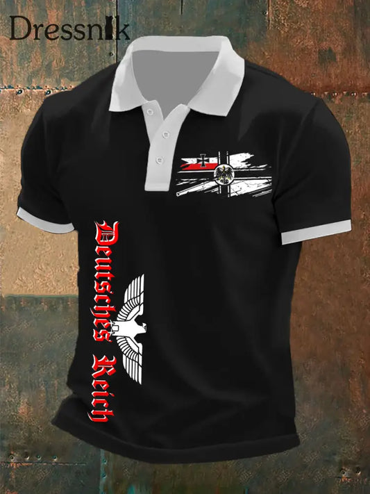 Kurzarm-Polos hirt für Herren Deutsches Reich Schwarz / S