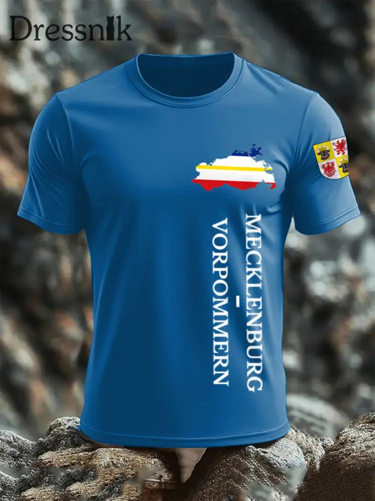 Kurzarm-T-Shirt aus Baumwolle für Herren Mecklenburg-Vor pommern Blau / S