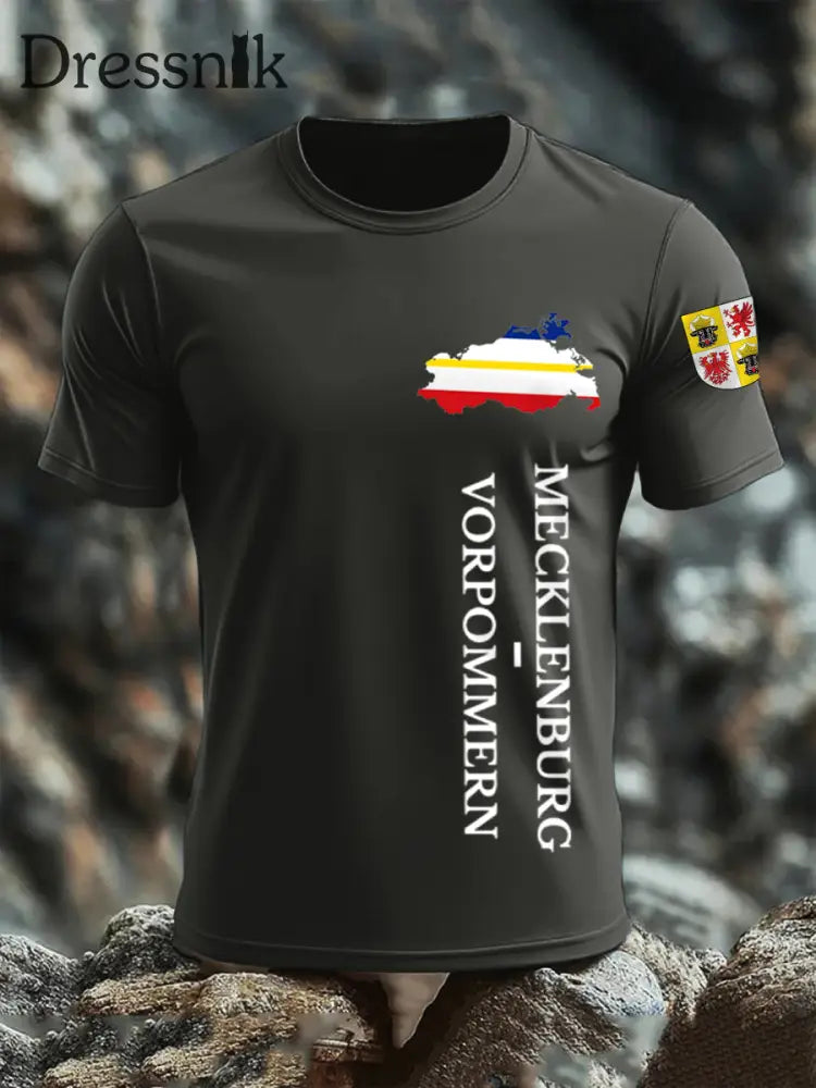 Kurzarm-T-Shirt aus Baumwolle für Herren Mecklenburg-Vor pommern Dunkelgrau / S