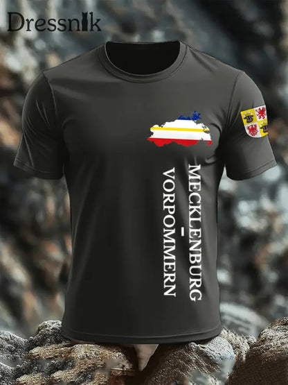 Kurzarm-T-Shirt aus Baumwolle für Herren Mecklenburg-Vor pommern Dunkelgrau / S