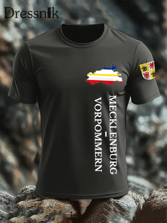 Kurzarm-T-Shirt aus Baumwolle für Herren Mecklenburg-Vor pommern Dunkelgrau / S