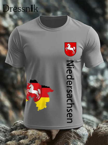 Kurzarm-T-Shirt aus Baumwolle für Herren Niedersachsen Hellgrau / S