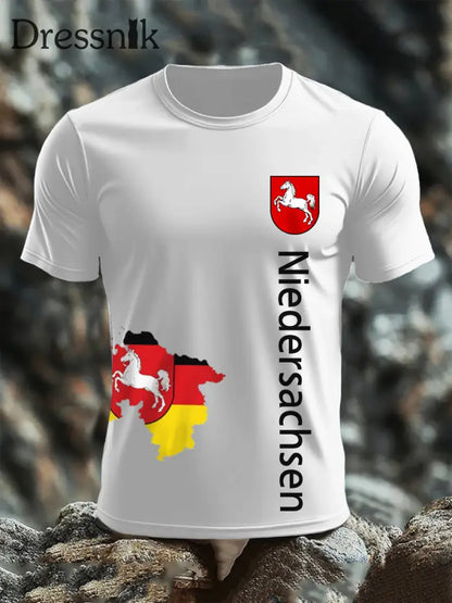 Kurzarm-T-Shirt aus Baumwolle für Herren Niedersachsen Weiß / S