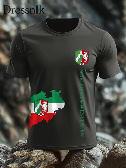 Kurzarm-T-Shirt aus Baumwolle für Herren Nordrhein-Westfalen Dunkelgrau / S