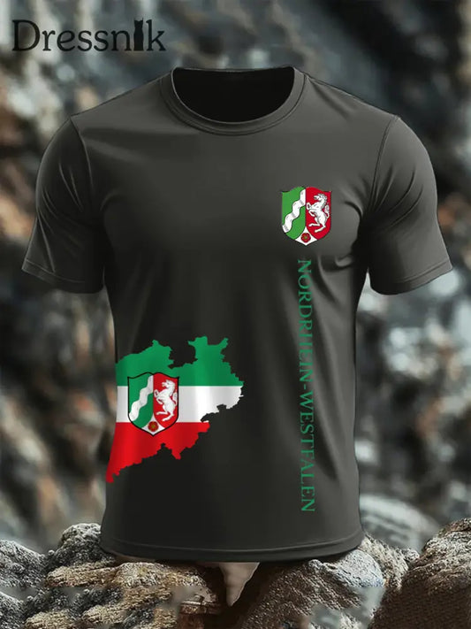 Kurzarm-T-Shirt aus Baumwolle für Herren Nordrhein-Westfalen Dunkelgrau / S