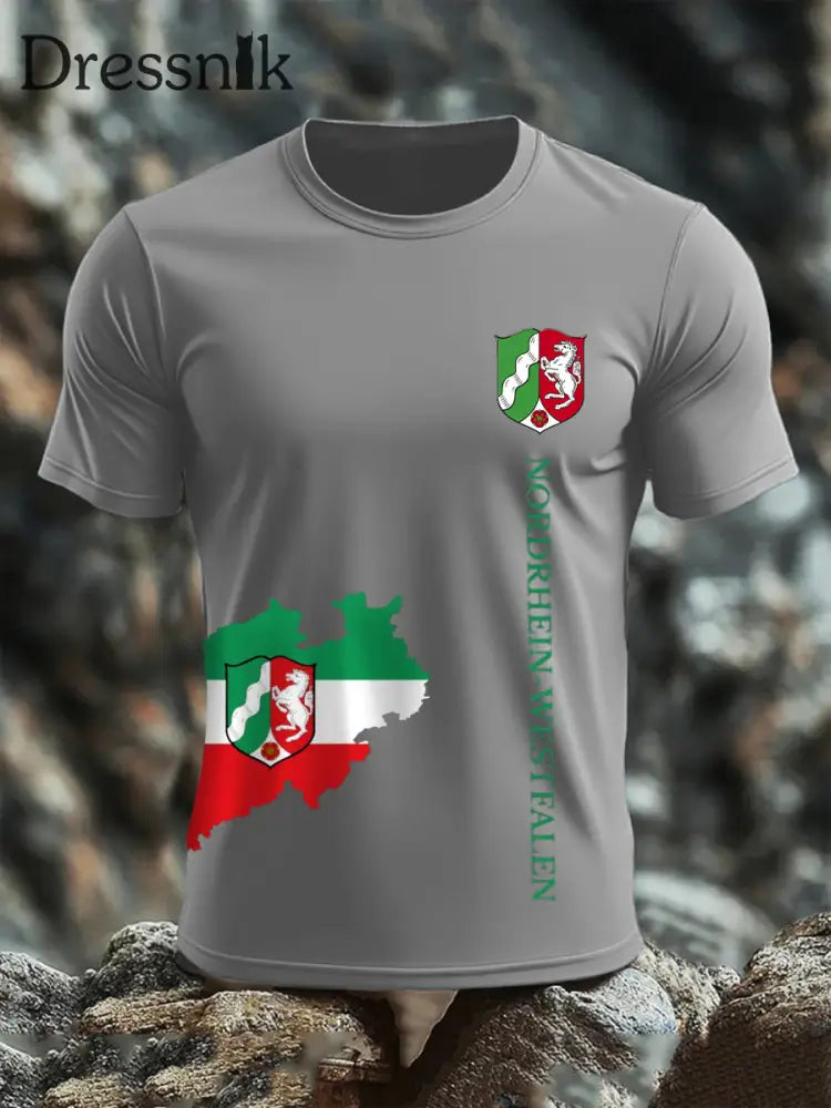 Kurzarm-T-Shirt aus Baumwolle für Herren Nordrhein-Westfalen Hellgrau / S