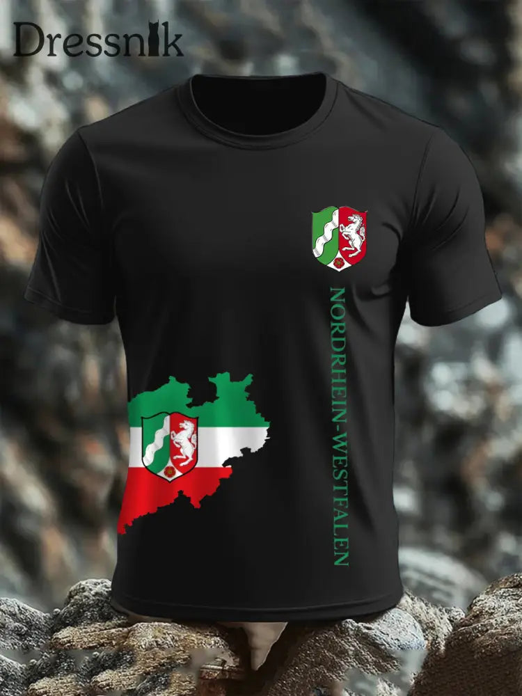 Kurzarm-T-Shirt aus Baumwolle für Herren Nordrhein-Westfalen Schwarz / S