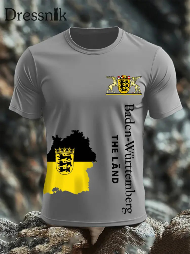 Kurzarm-T-Shirt aus Baumwolle für Männer Baden-Württ emberg Hellgrau / S