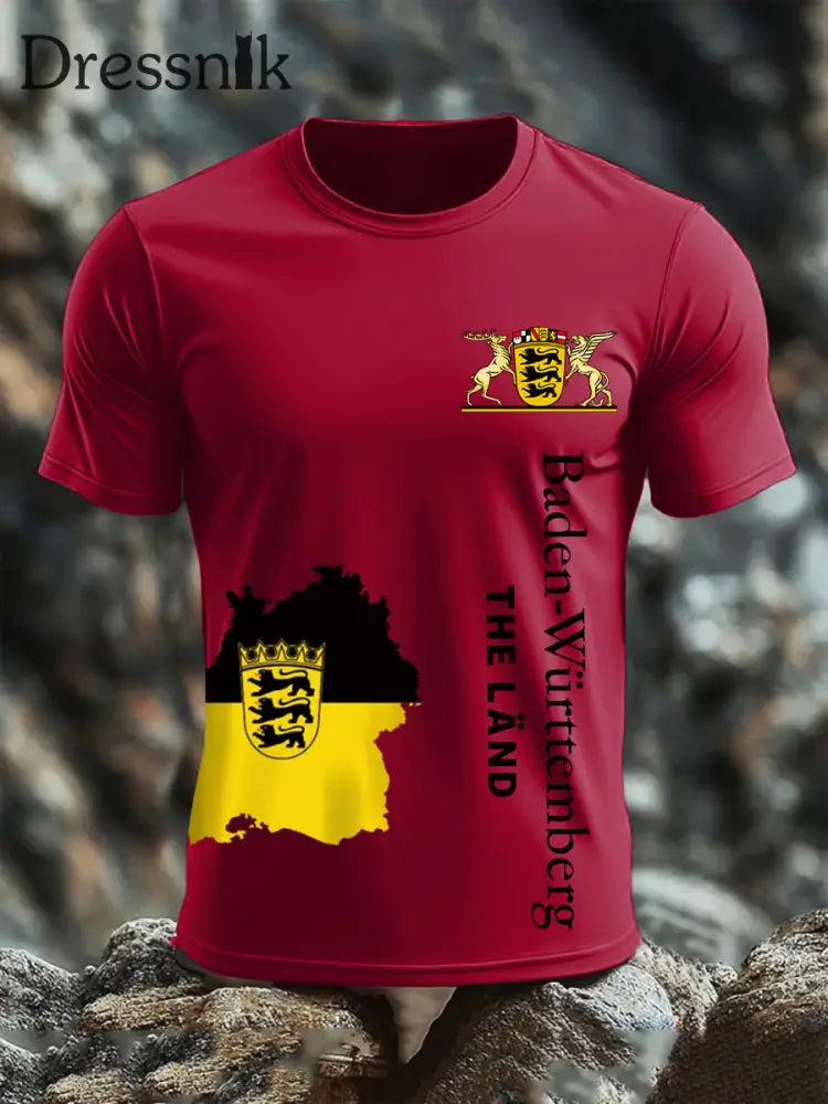 Kurzarm-T-Shirt aus Baumwolle für Männer Baden-Württ emberg Tiefrot / S