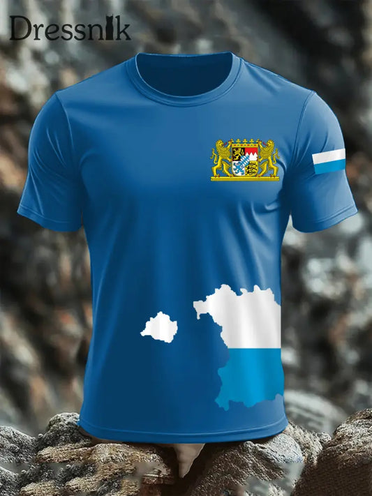 Kurzarm-T-Shirt aus Baumwolle für Männer Bavaria Blau / S