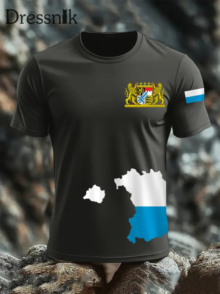 Kurzarm-T-Shirt aus Baumwolle für Männer Bavaria Dunkelgrau / S