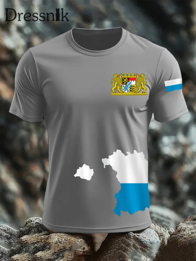 Kurzarm-T-Shirt aus Baumwolle für Männer Bavaria Hellgrau / S