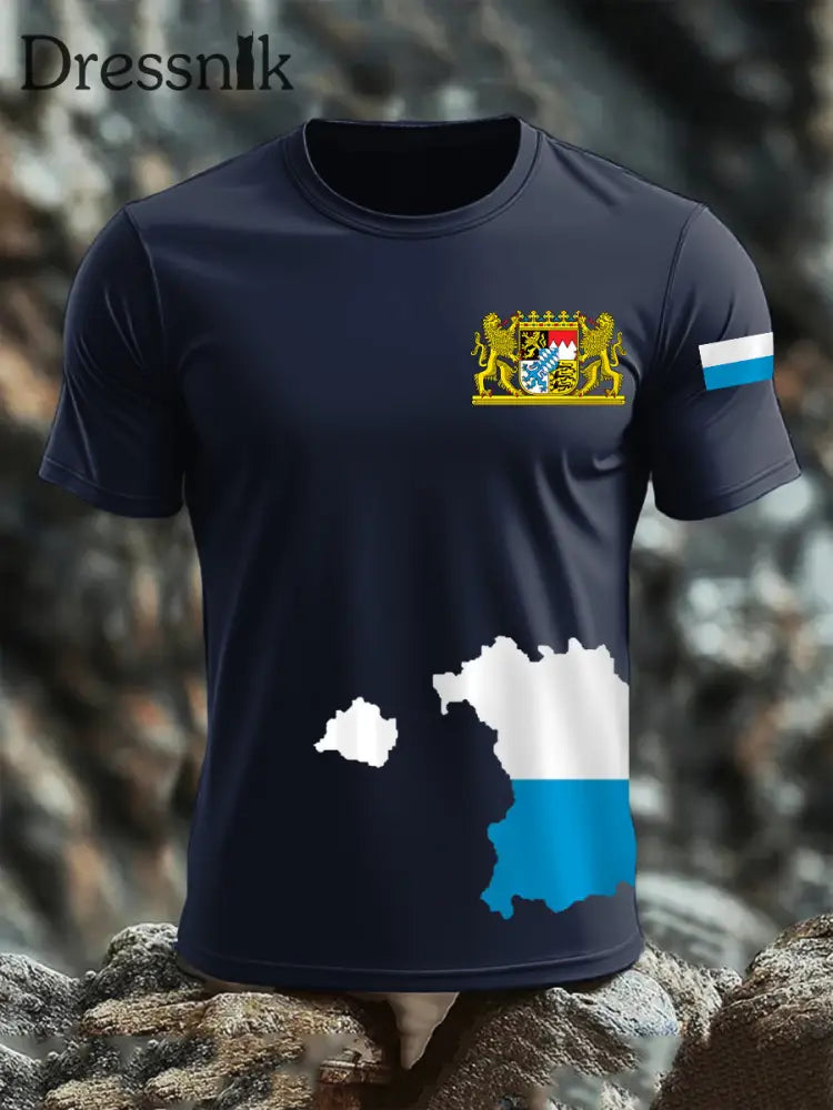 Kurzarm-T-Shirt aus Baumwolle für Männer Bavaria Marineblau / S