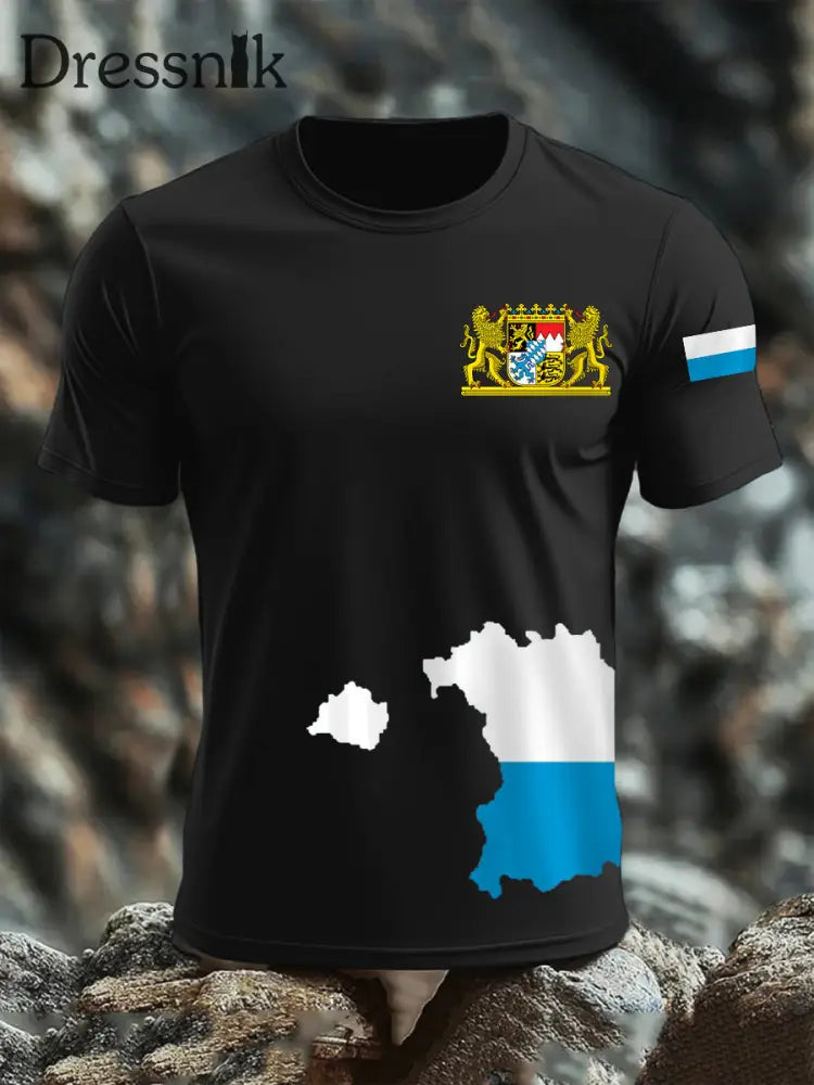 Kurzarm-T-Shirt aus Baumwolle für Männer Bavaria Schwarz / S
