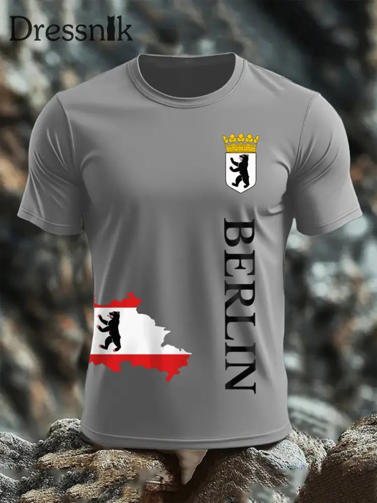 Kurzarm-T-Shirt aus Berliner Baumwolle für Männer Hellgrau / S