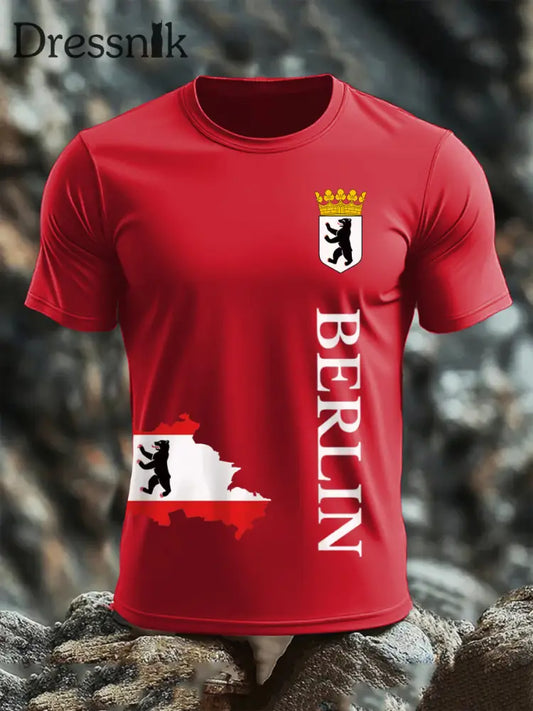 Kurzarm-T-Shirt aus Berliner Baumwolle für Männer reines Rot / S