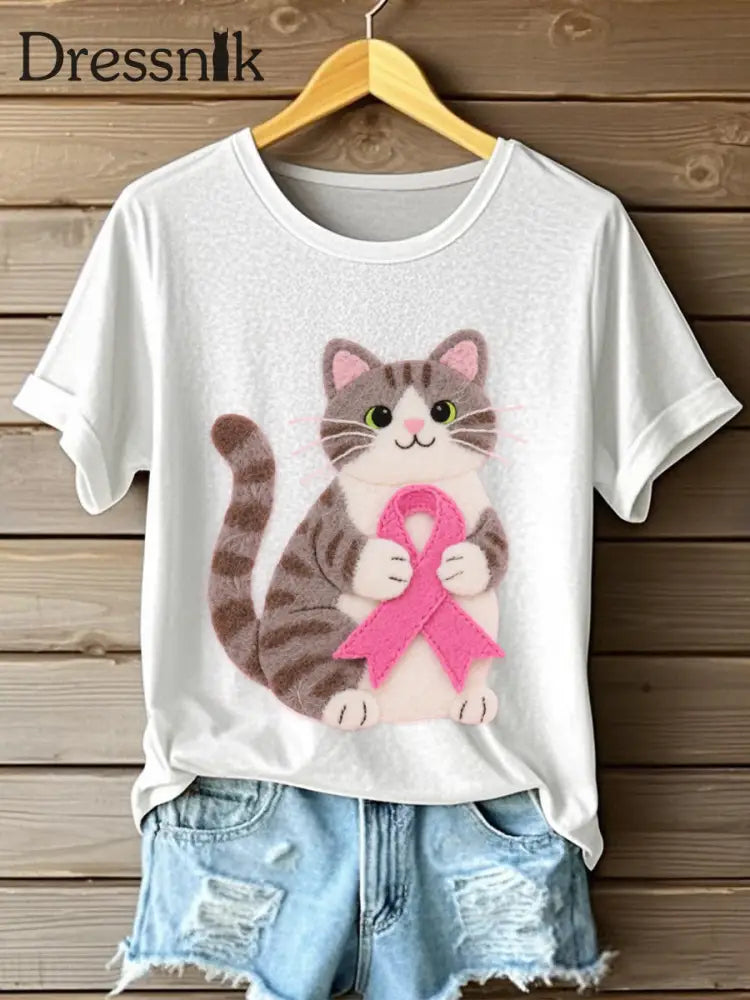 Kurzarm T Shirt für Damen Weiß / S