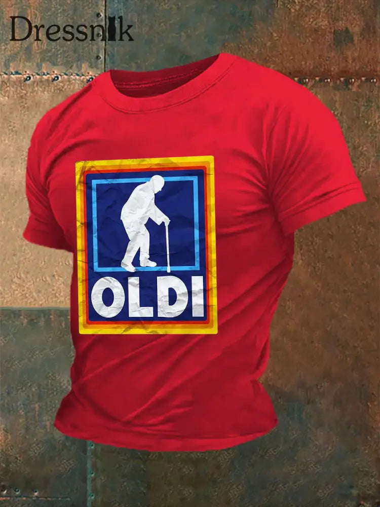 Kurzarm-T-Shirt für Herren OLDI bedruckt Reines Rot / S