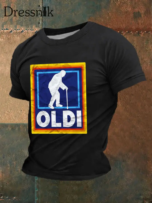 Kurzarm-T-Shirt für Herren OLDI bedruckt Schwarz / S