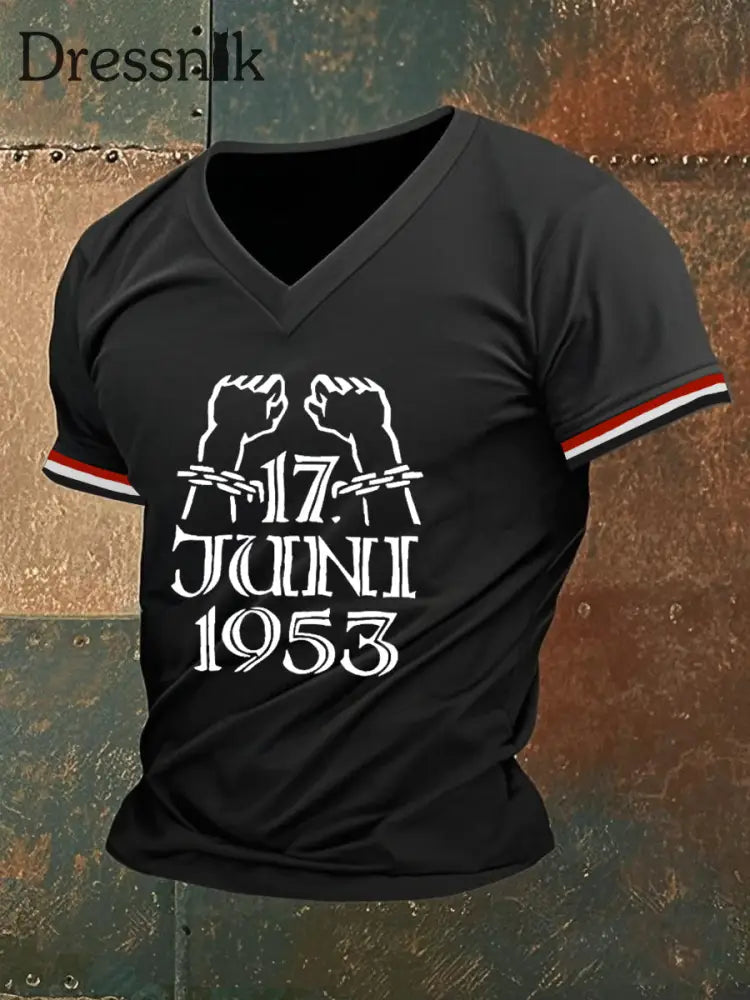 Kurzarm-T-Shirt für Herren Ost deutschland Volksaufstand-Bedrucktes T-Shirt Schwarz / S