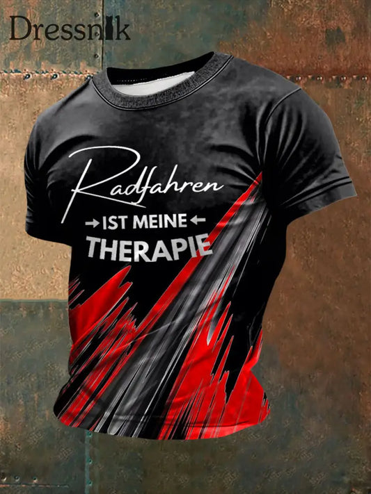 Kurzarm-T-Shirt für Herren Rad fahren ist mein Therapie druck als bild / S