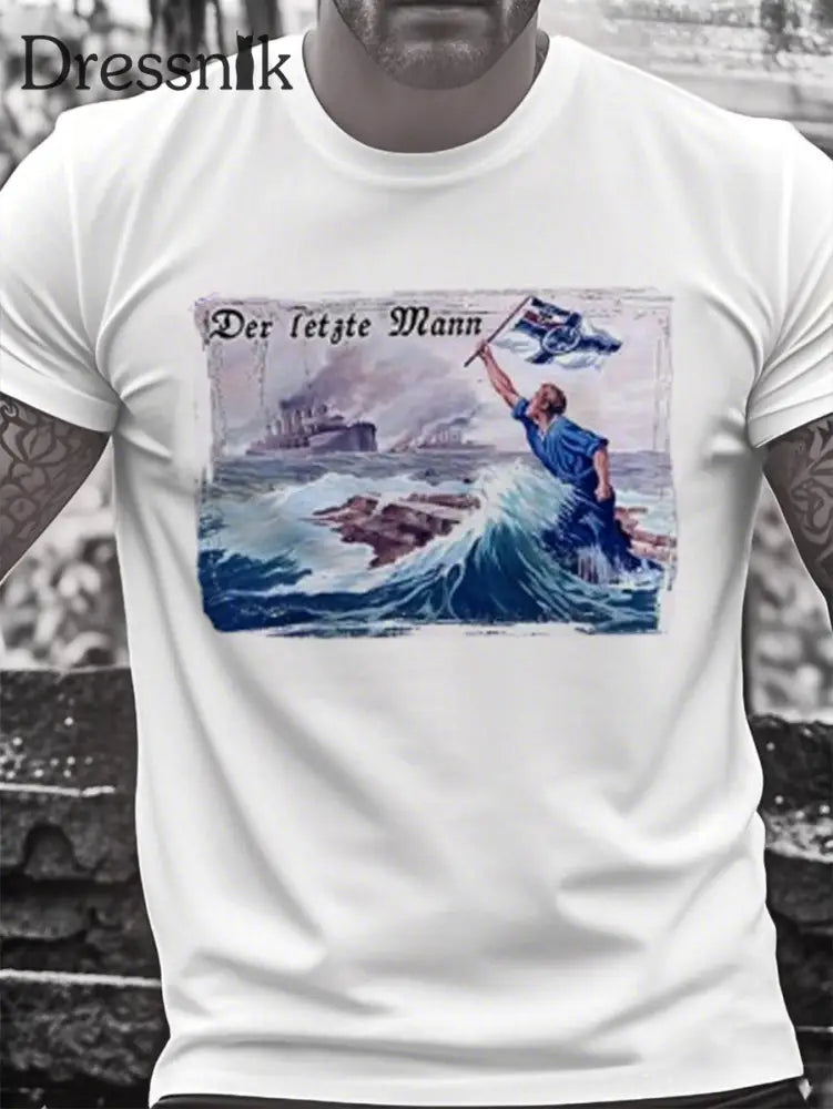 Kurzarm-T-Shirt für Männer Der letzte Mann bedruckt Weiß / S