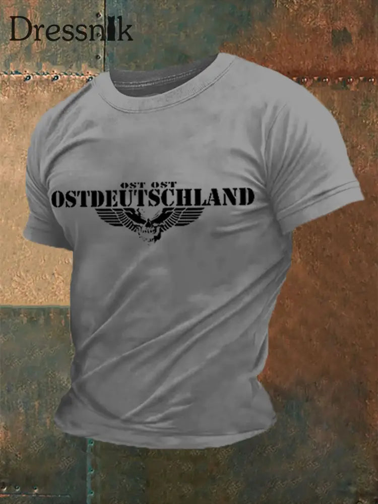 Kurzarm-T-Shirt für Männer mit Totenflügel-Druck Hellgrau / S